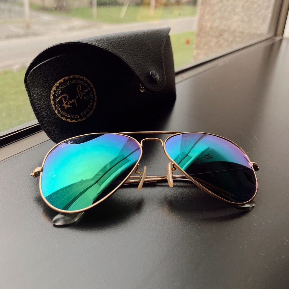 Aviator Ray-Ban Blue/Turqoise LIKE NEW WITH CASE